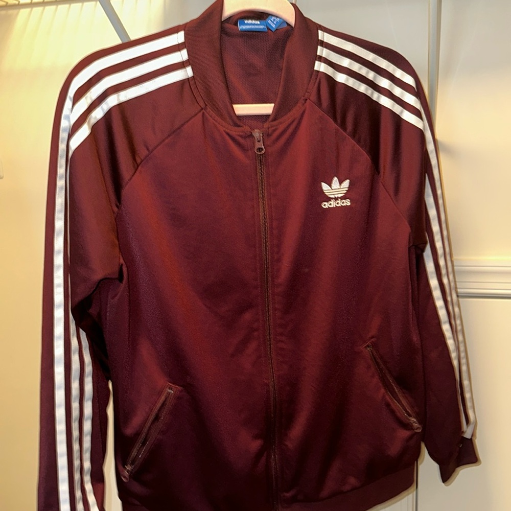 COPY - Adidas burgundy track jacket. Size Large